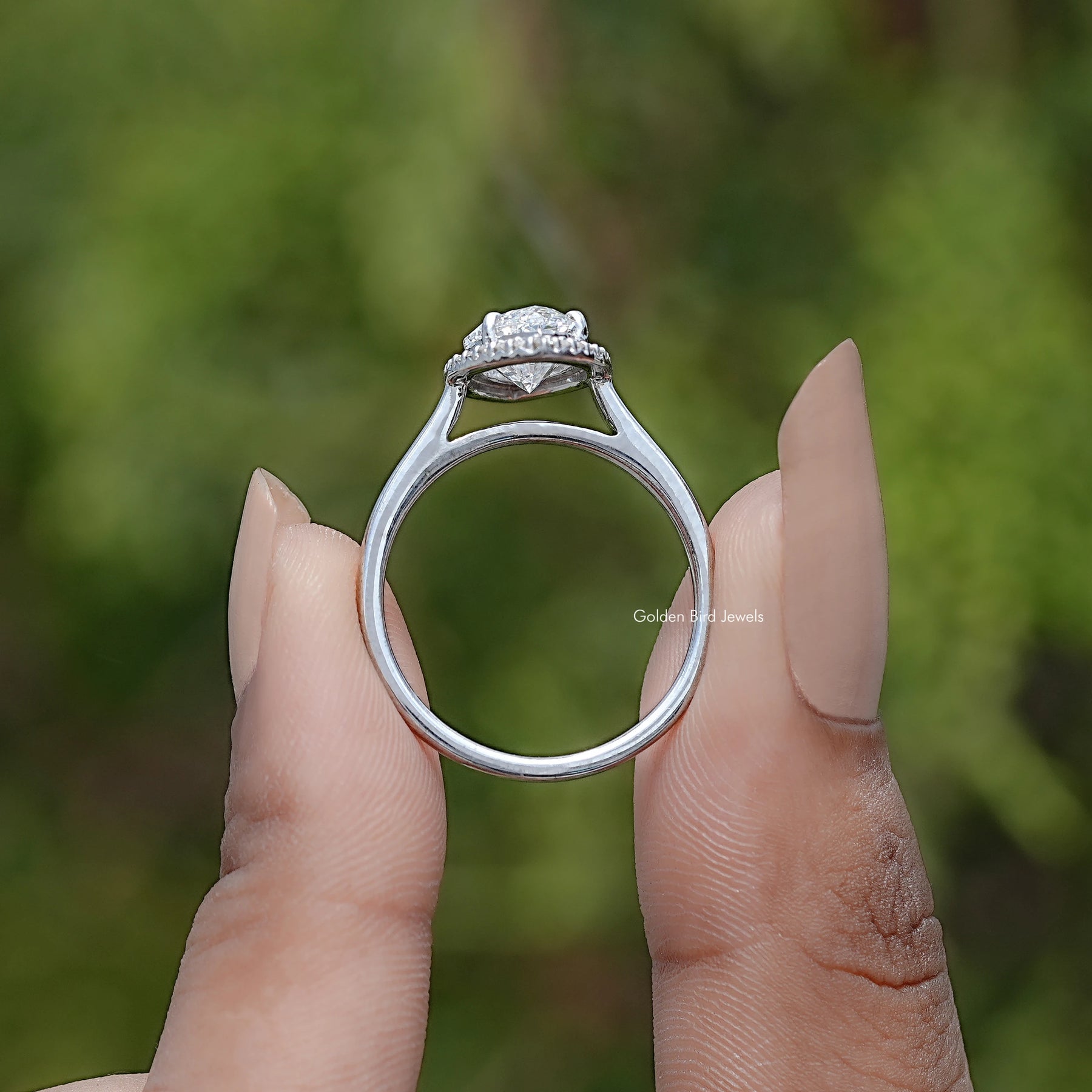Back View Of Lab Diamond Halo Engagement Ring
