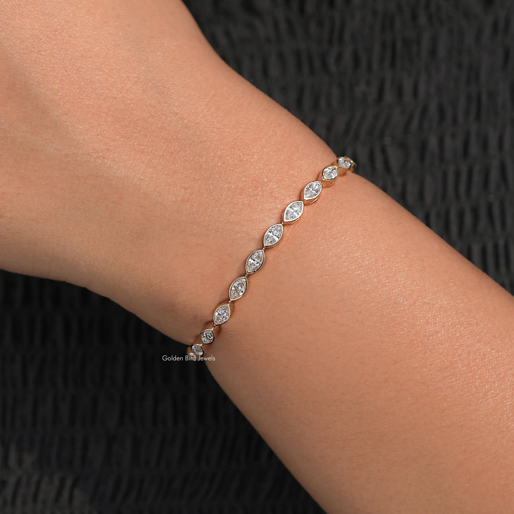 Close View Of Marquise Lab Diamond Bracelet 
