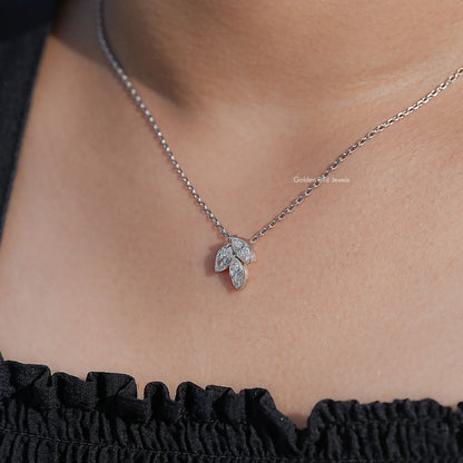 Marquise Cut Lab Diamond Three Stone Pendant
