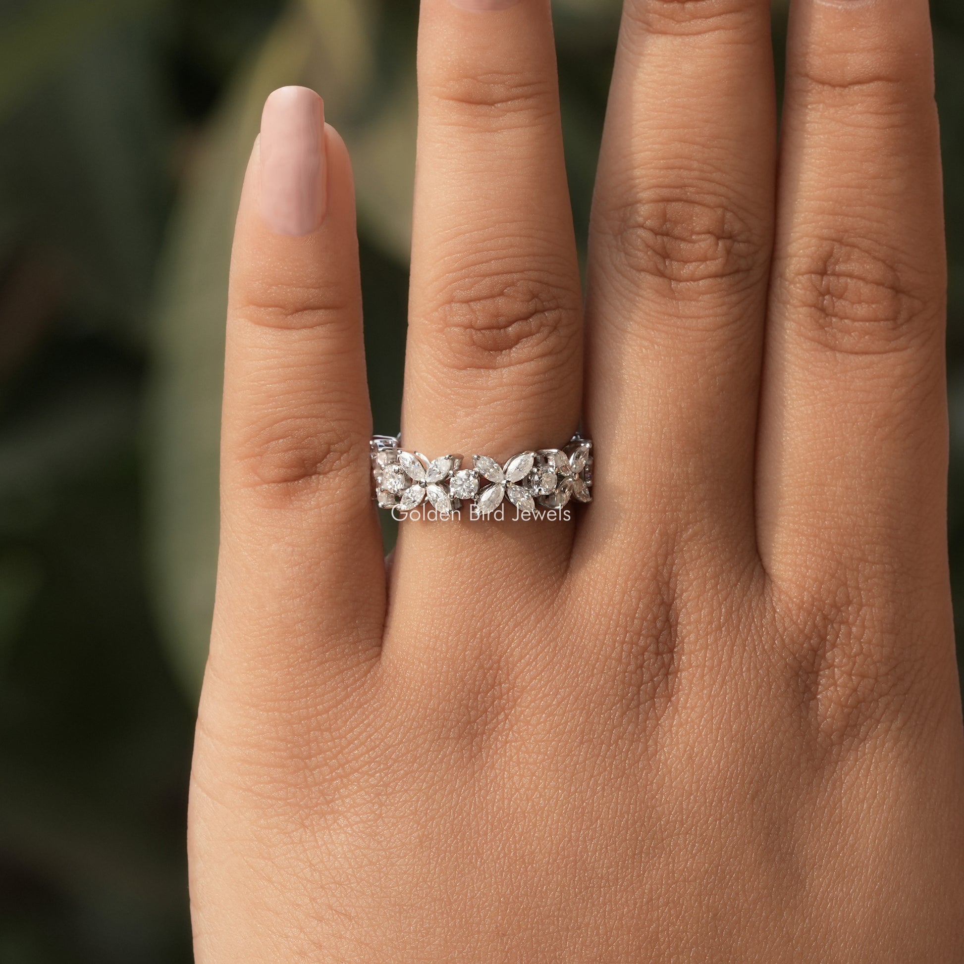 [Round And Marquise Cut Wedding Band]-[Golden Bird Jewels]