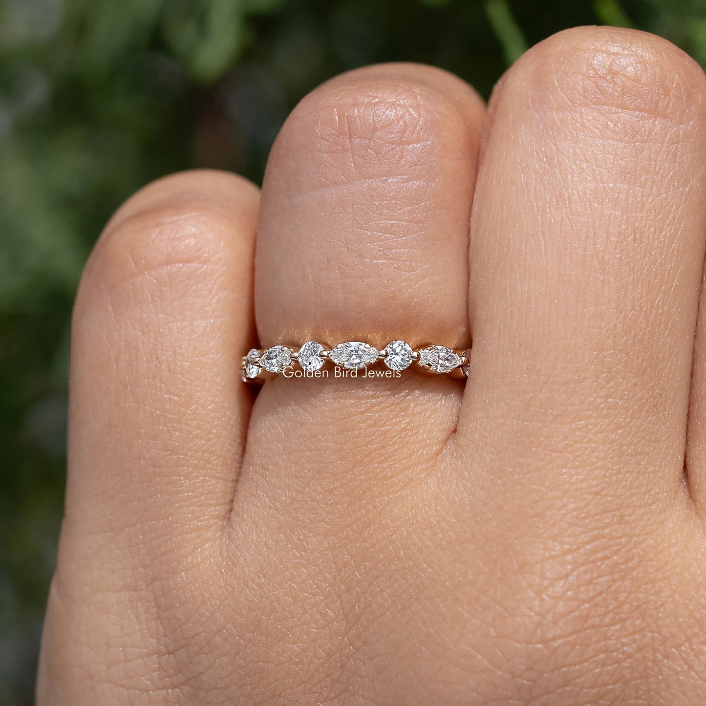 Marquise And Round Lab Diamond Wedding Band