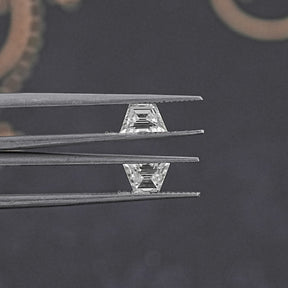 In Tweezer View Of Old Mine Trapezoid Cut Loose Moissanite Stone