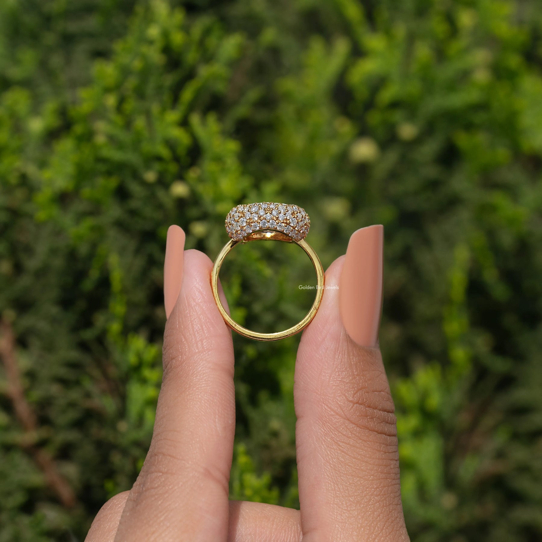 Mazarin Cut Moissanite Halo Engagement Ring