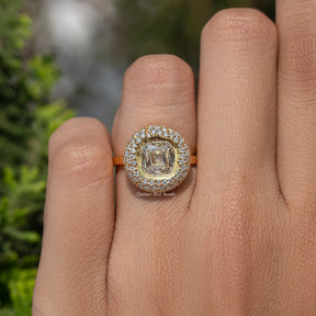 Mazarin Cut Moissanite Halo Engagement Ring