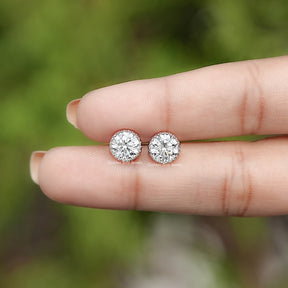 Pair Of Round Cut Lab Diamond Stud Earrings