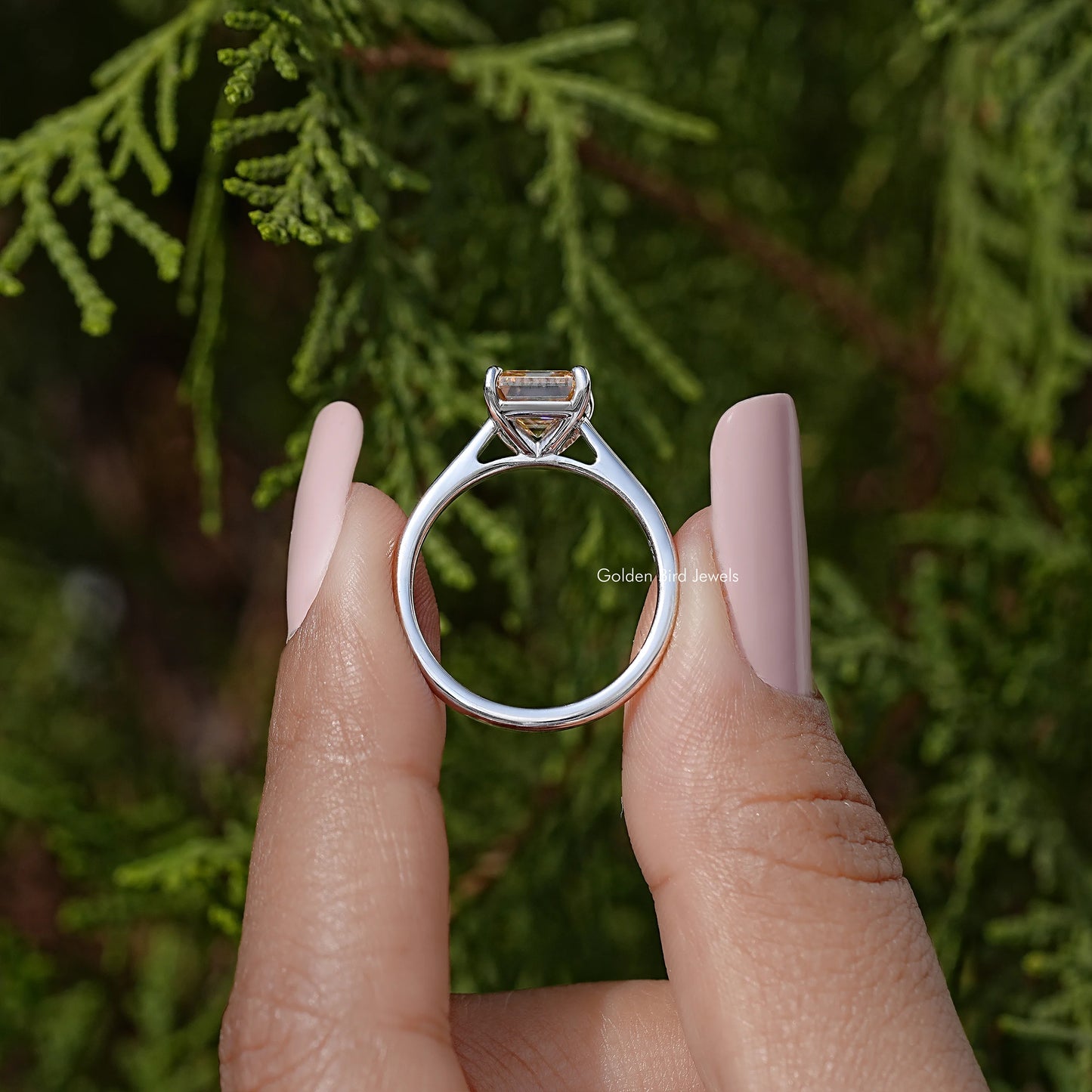 Asscher Cut Moissanite Solitaire Ring
