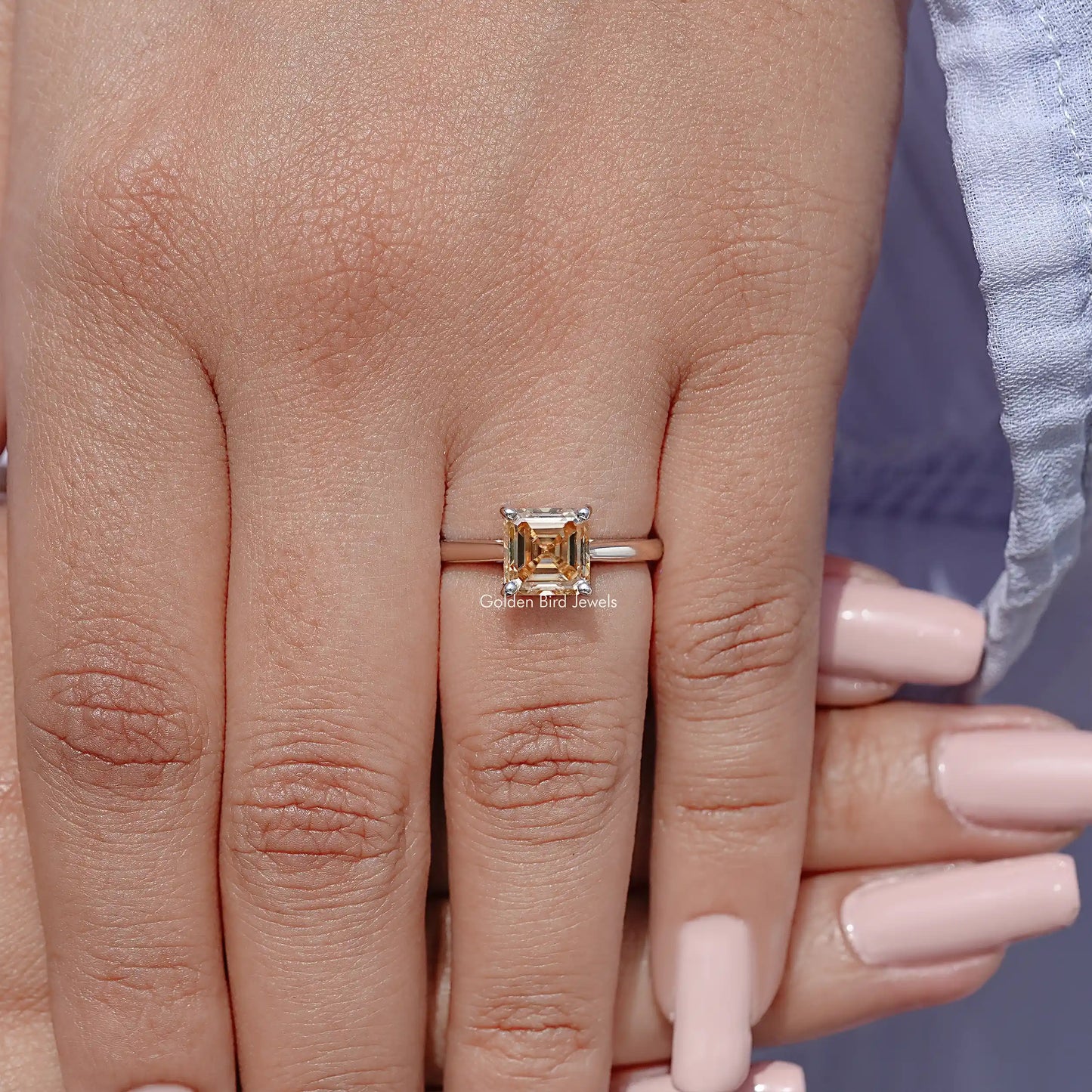 Asscher Cut Moissanite Solitaire Ring