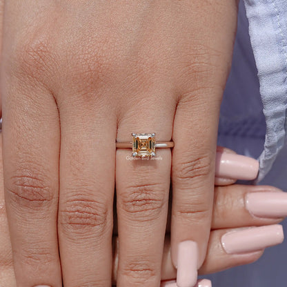 Asscher Cut Moissanite Solitaire Ring