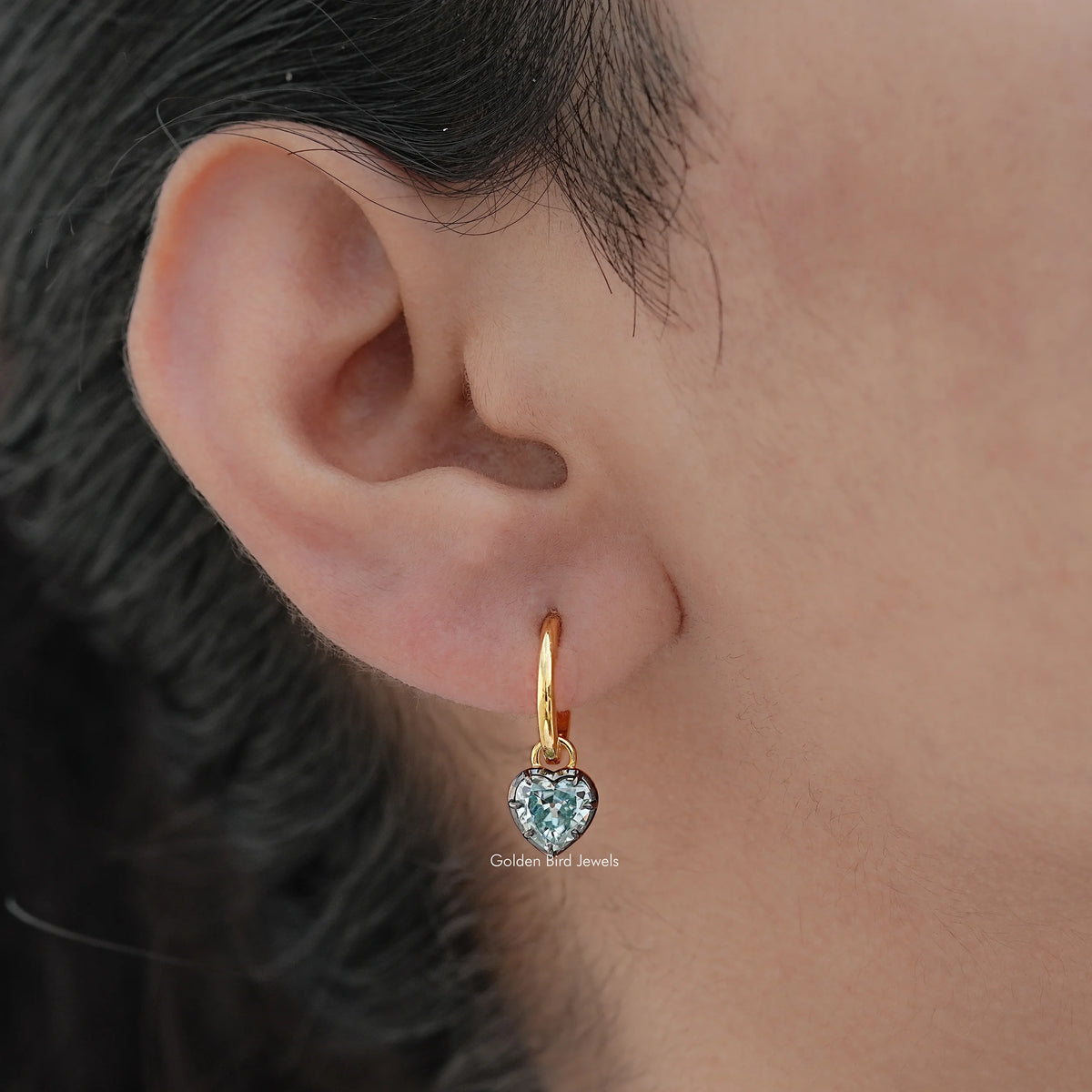 Old Mine Heart Cut Moissanite Dangle Drop Earrings