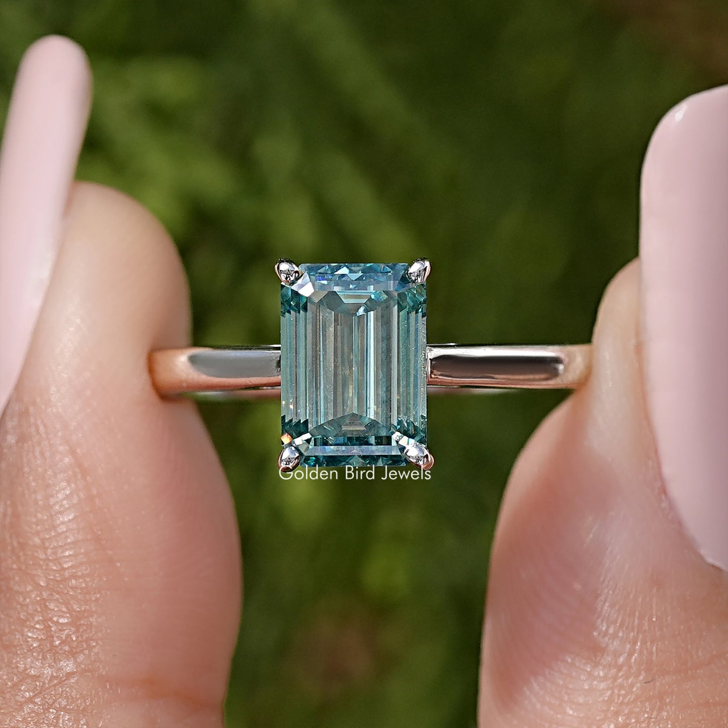 Emerald Cut Moissanite Solitaire Ring