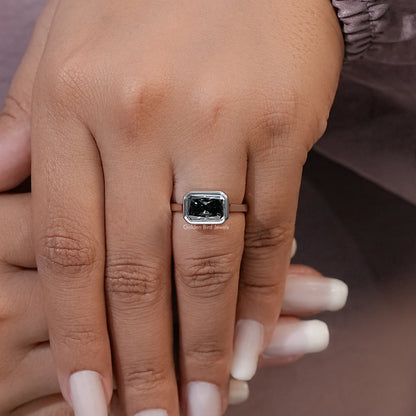 Gray Radiant Cut Moissanite Solitaire Ring