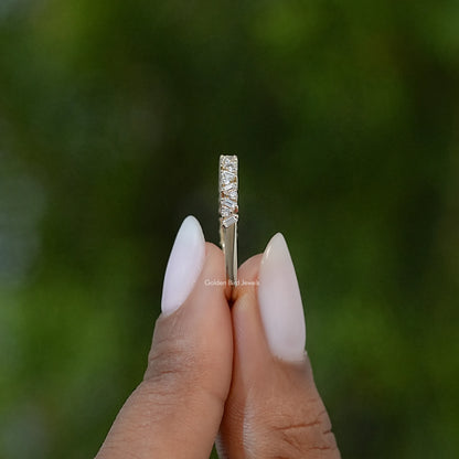 Round And Baguette Lab Diamond Half Eternity Band