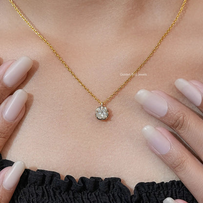 Off White Old Mine Cushion Cut Moissanite Pendant