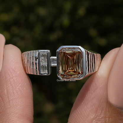 Criss Cut Moissanite Open Cuff Toi Et Moi Ring