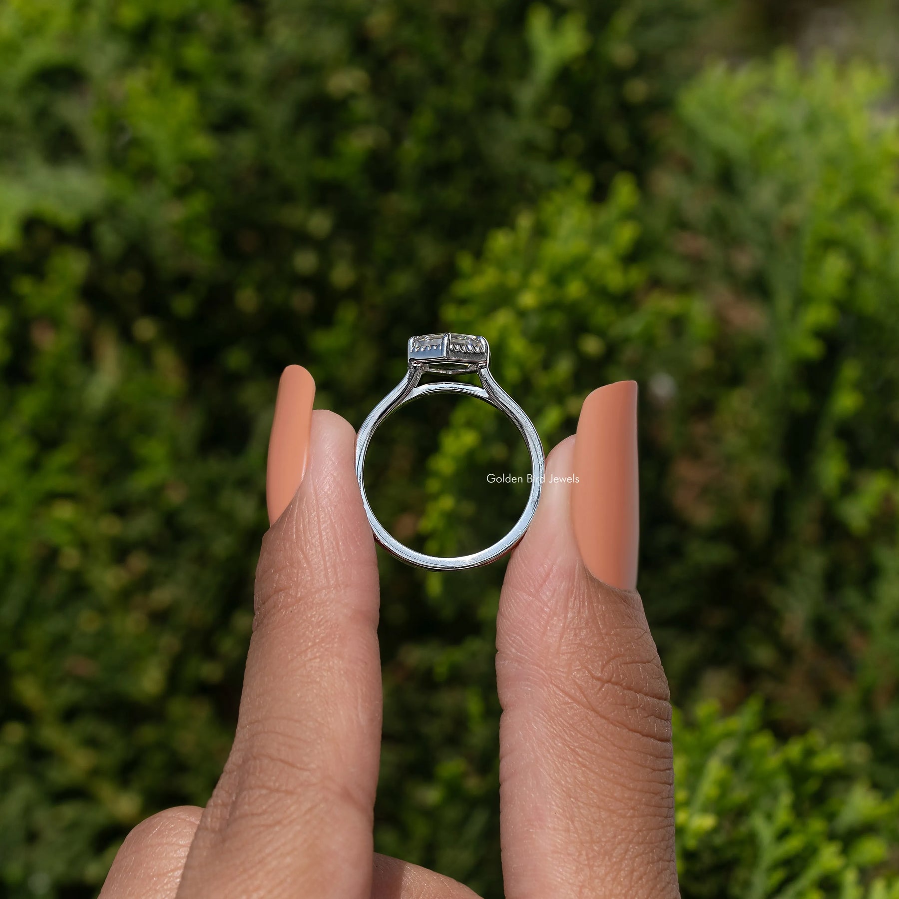 Portrait Hexagon Cut Moissanite Ring