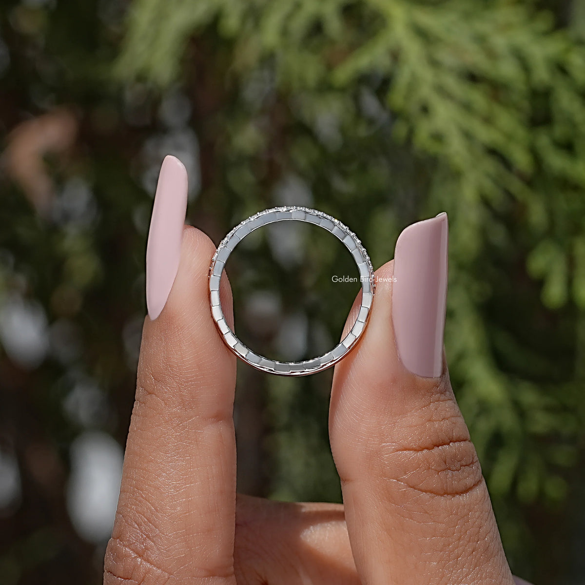 Colorless Round Moissanite Stacking Band