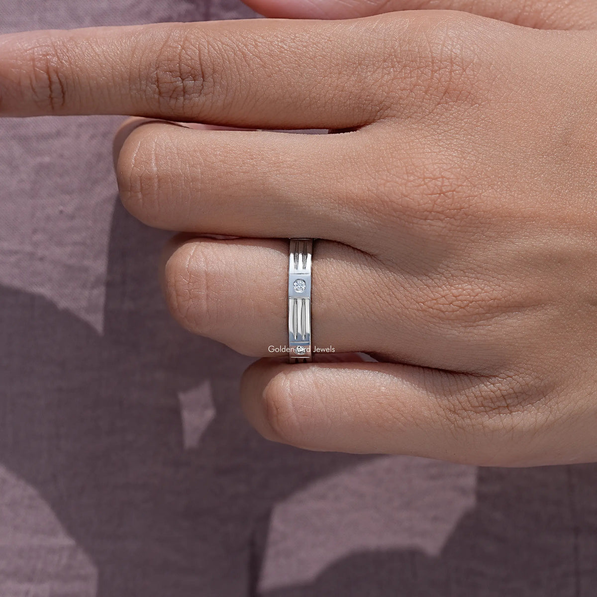 Round Cut Moissanite Classic Wedding Band