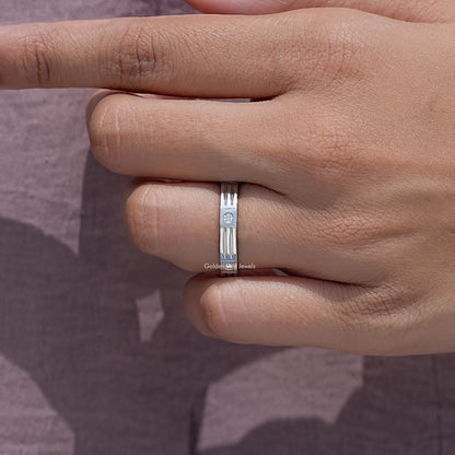 Round Cut Moissanite Classic Wedding Band