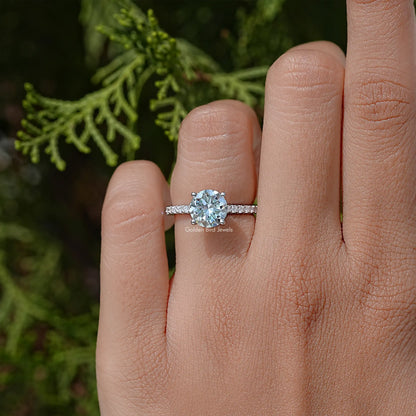 Round Cut Moissanite Solitaire Accent Ring