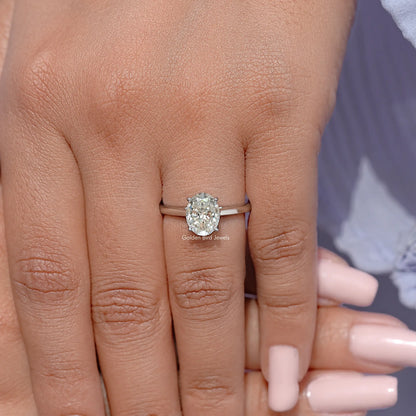 Oval Moissanite Gemstone Solitaire Engagement Ring