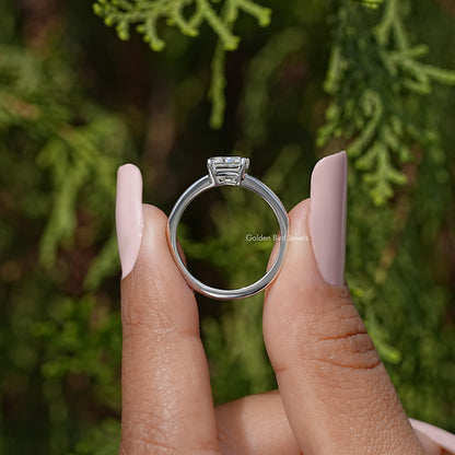 Radiant Cut Moissanite Gemstone Split Shank Engagement Ring
