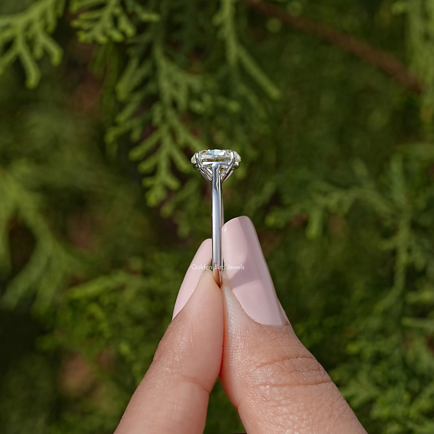 Oval Moissanite Gemstone Solitaire Engagement Ring