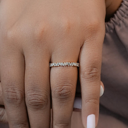Round And Baguette Lab Diamond Half Eternity Band