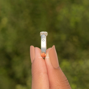East West Set Old Moval Cut Moissanite Accent  Ring