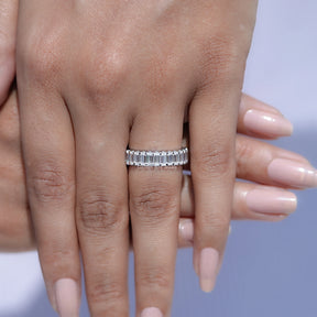 Detailed View Of Baguette Moissanite Half Eternity Wedding Band	
