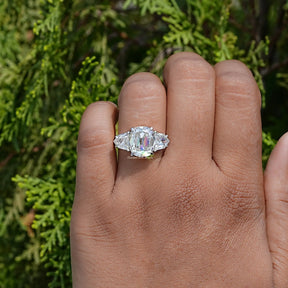In front view of moissanite cushion cut Ring

