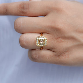 Close view of Asscher Cut Solitaire Engagement Ring