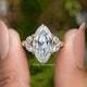 Old Mine Moval Moissanite Accent Stone Engagement Ring