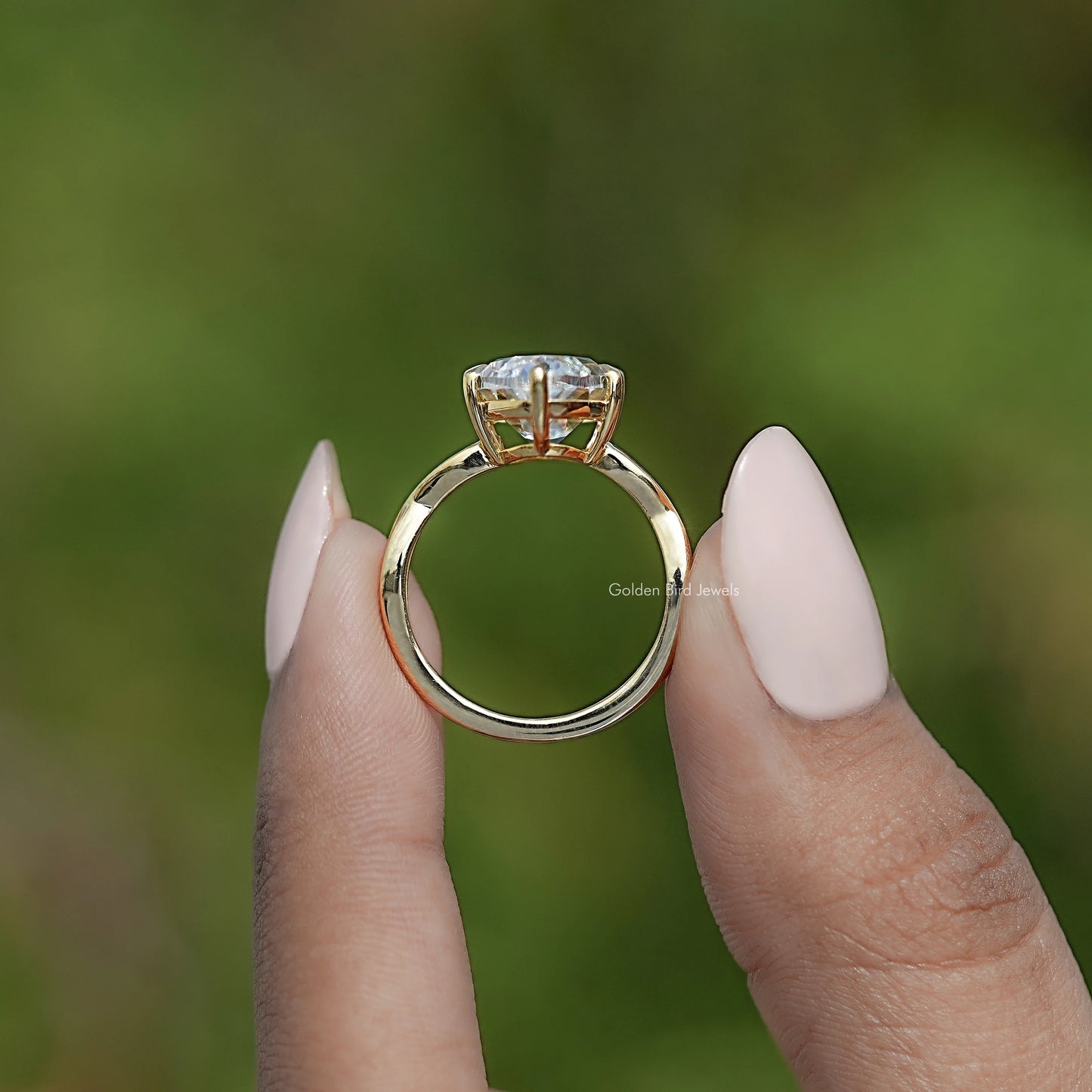Old Mine Moval Moissanite Twisted Shank Solitaire Ring