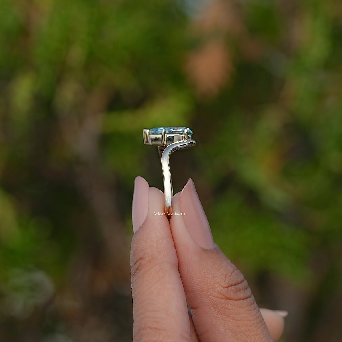 Side View Of Pear Moissanite Solitaire Ring
