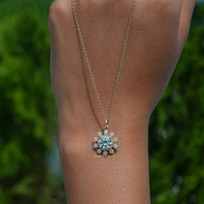 View of moissanite pendant for women
