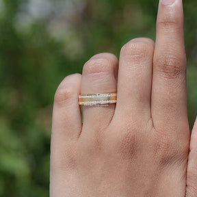 In finger view of Round Shaped Solitaire Wedding Band
