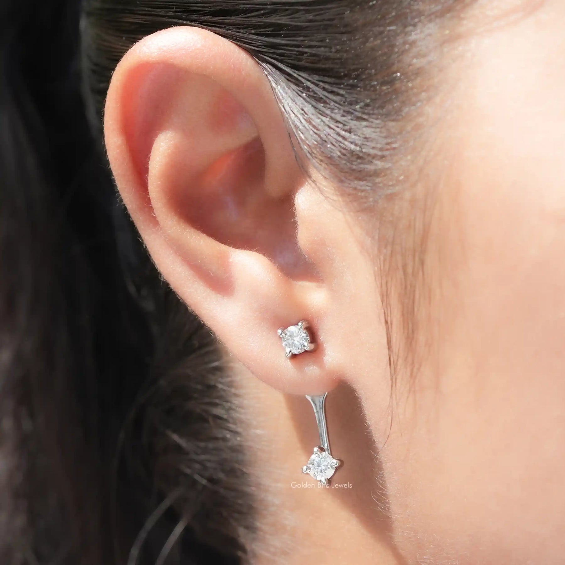 Colorless Round Moissanite Jacket Earrings