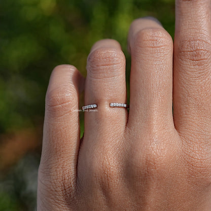 Round Shaped Moissanite Open Cuff Band