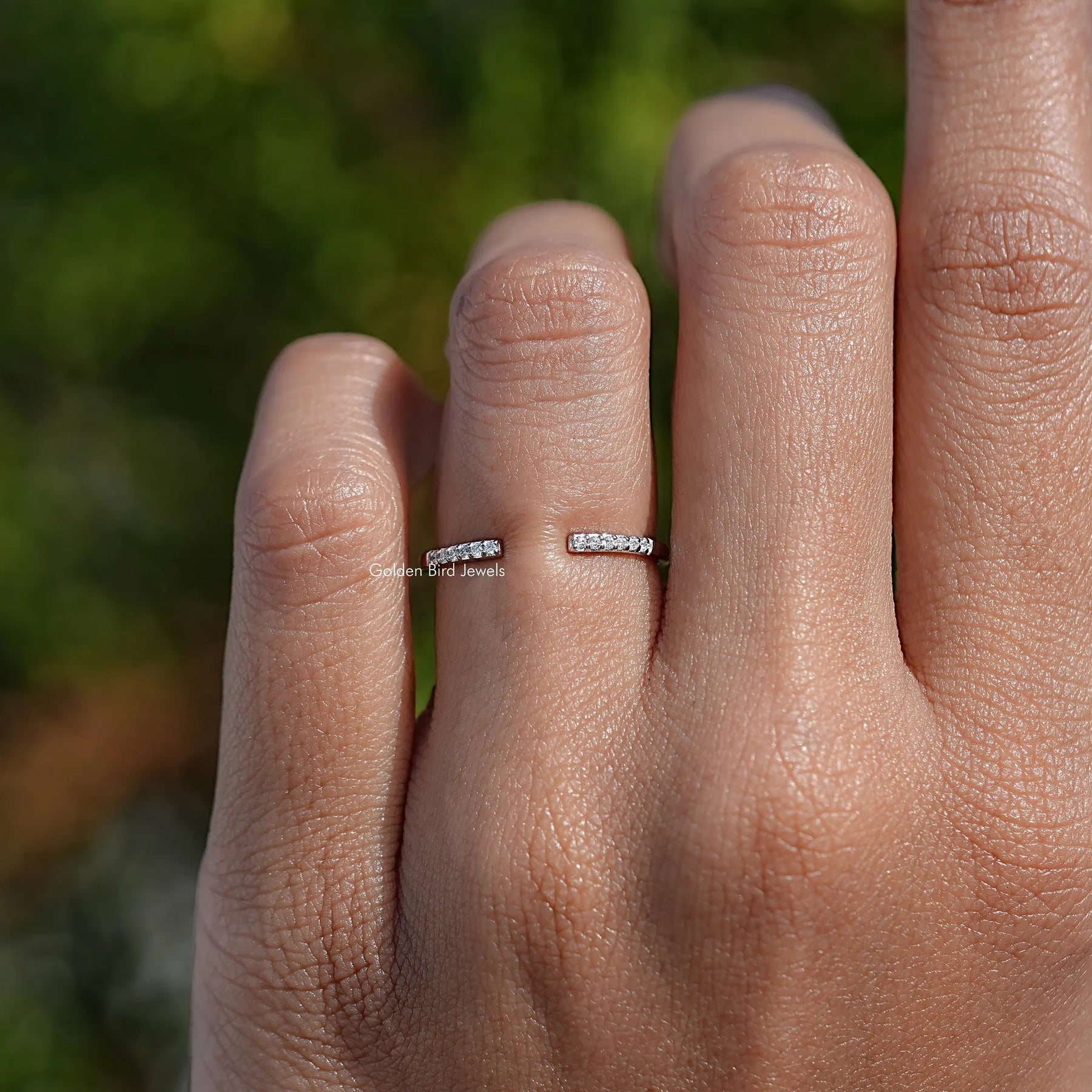 Round Moissanite Open Cuff Matching Band