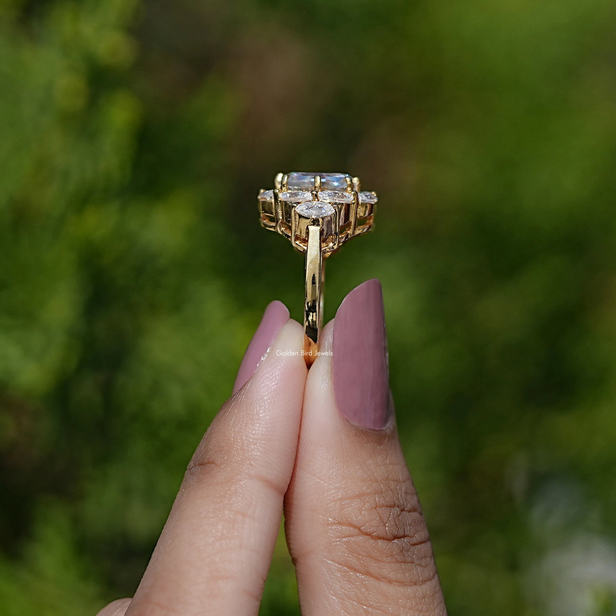Step Cut Cushion Moissanite Engagement Ring