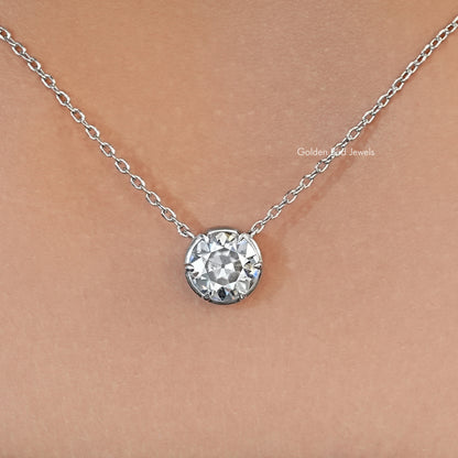 OEC Round Cut Moissanite Solitaire Necklace