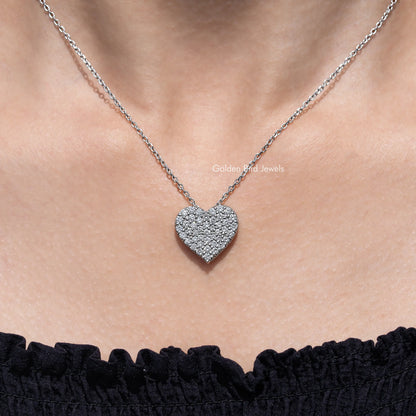 Heart Shape Cluster Diamond Pendant Necklace