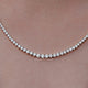 Close up view of Round Cut Lab Diamond Graduated Tennis Necklace