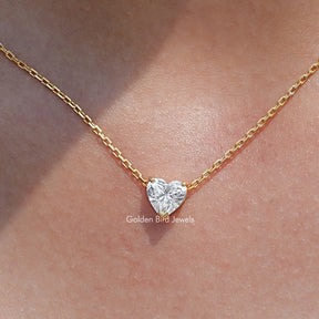 Close Up View of Heart Shaped Lab Grown Diamond Pendant Necklace