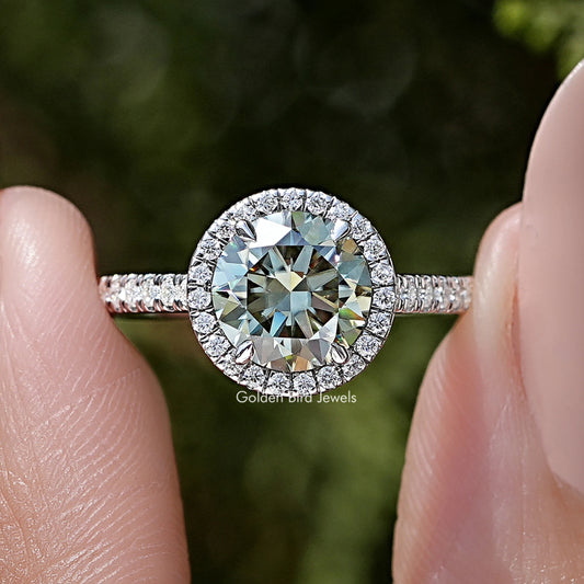 Old European Round Cut Moissanite Accent Ring