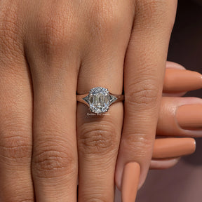 Old Mine Cushion Lab Diamond Split Shank Ring