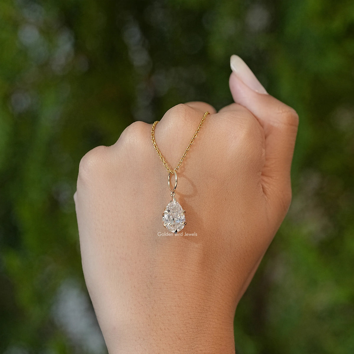 Old Mine Pear Cut Moissanite Solitaire Pendant