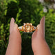 Old Mine Square Cushion Cut 3 Stone Engagement Ring