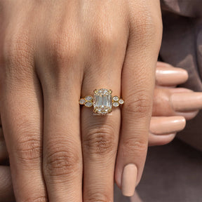Old Mine Cushion Cut Moissanite Accent Engagement Ring