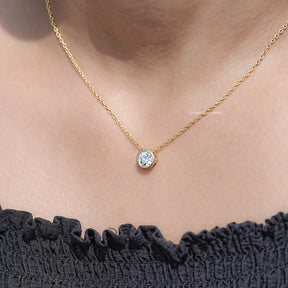 neck View of Old European Cut Round Lab Diamond Pendant
